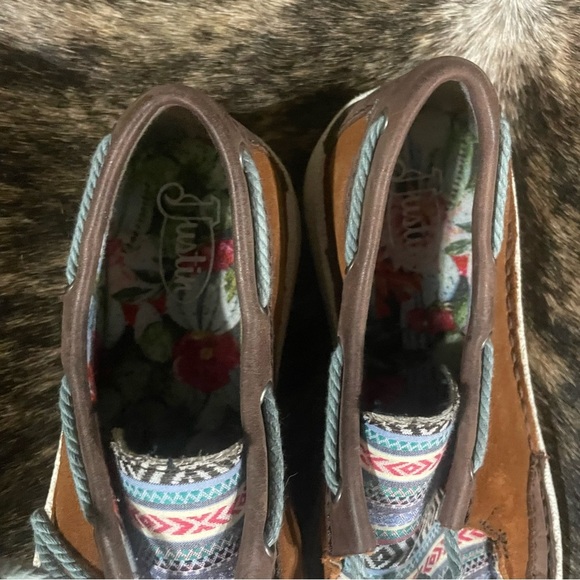 Women's Justin Tie Loafers Mocs Aztec Leather 8 M JL101 - Picture 4 of 7